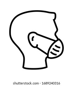 Breathing mask or medical mask on face flat vector icon for apps and websites eps 10