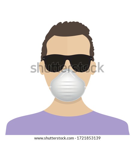 Breathing mask on face flat vector icon for apps and websites. Man in mask icon. Virus protection. Coronavirus atack icon. EPS 10