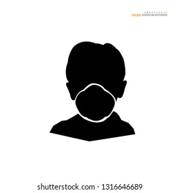 Breathing mask.dust crisis concept.flat vector icon for apps and websites.Vector illustration.