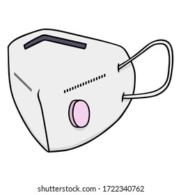 Máscara médica respiratoria con filtro. Máscara respiratoria vectorial. Máscara de protección con ventilación