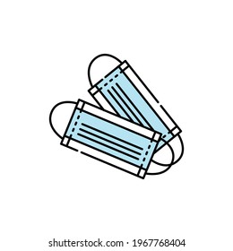 Breathing medical respiratory mask color line icon. Isolated vector element. Outline pictogram for web page, mobile app, promo