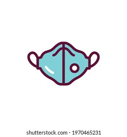 Breathing medical respiratory mask color line icon. Isolated vector element. Outline pictogram for web page, mobile app, promo