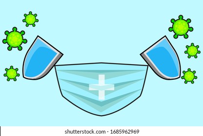 breathing medical respiratory mask. Hospital or pollution protect face masking.

