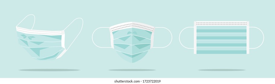 Breathing medical respiratory mask. Hospital or pollution protective face mask.