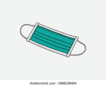 breathing medical respiratory mask. Hospital or pollution protect face masking. doodle style illustration.