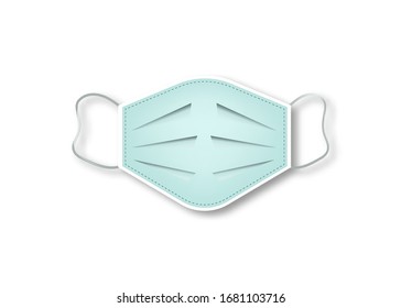breathing medical respiratory mask or surgical mask icon. Hospital or pollution protect face masking. Vector isolated on white background 