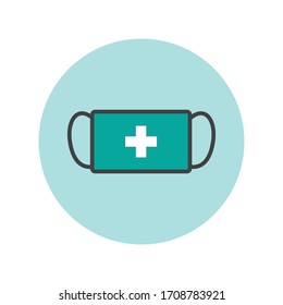 Breathing medical respiratory mask vector icon. Pandemic virus protection face masking.