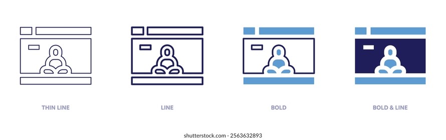 Breathing meditation icon in 4 different styles. Thin Line, Line, Bold, and Bold Line. Duotone style. Editable stroke.