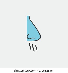 Icono de vector de la nariz respiratoria respirar