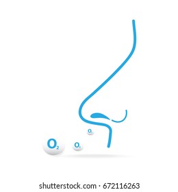 Breathing with oxygen blue icon