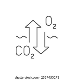 Ícone do contorno da linha do processo de respiração