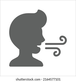 Respiración, icono dormido. Gráficos vectoriales grises.