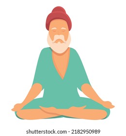 Breathing Yoga Icon Cartoon Vector. Indian Yogi. Calm Pose