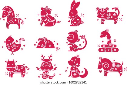 the breathtaking 12 Chinese zodica  svg