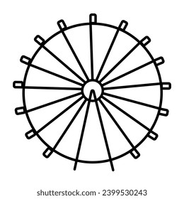 Breathtaking ferris wheel, monochrome vector black line icon of a traditional city attraction