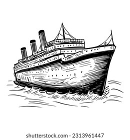 A breathtaking hand-drawn illustration of a titanic, showcasing its intricate details and grandeur. A must-have for art collectors and fans of epic designs.