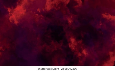 Ein atemberaubender Nebel mit leuchtenden Farbtönen in Rosa, Lila und Blau, roter Rauchnebel auf schwarzem Hintergrund für Werbung und Tapeten.	