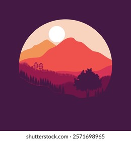 A breathtaking panoramic view of majestic mountains at sunrise. Warm hues of orange, pink, and purple create a serene and inspiring atmosphere. Perfect for travel, nature, and wellness-themed projects