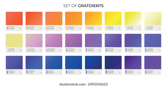 Atemberaubende Sonnenuntergang Gradient Palette Set für faszinierende Design-Arbeiten