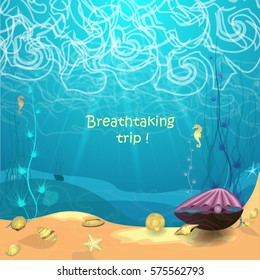 Breathtaking trip. Vector card.