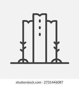 Impresionante icono de rascacielos del bosque de Vertical en el arte de línea arquitectónica sostenible.