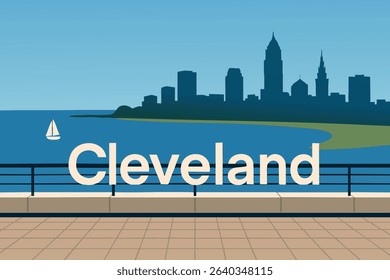 A breathtaking view of Lake Erie and Cleveland’s skyline from the rooftop of the iconic Rock and Roll Hall of Fame, offering a unique perspective of both the water and the city.
