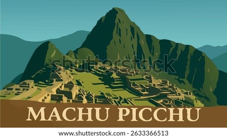 A breathtaking view of Machu Picchu surrounded by the towering Andes Mountains, with the early morning sun casting a soft glow over the ancient Inca city