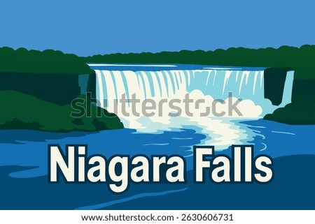 A breathtaking view of Niagara Falls at dawn, with mist rising into the air and soft golden light hitting the cascading water.