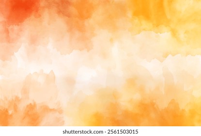 Atemberaubende Aquarellmalerei von abstrakter Schönheit einer sonnendurchfluteten Landschaft. Warme Farbtöne von Orange und Gelb verträumte Atmosphäre, ein Gefühl der Ruhe und Frieden Vektor Hintergrund