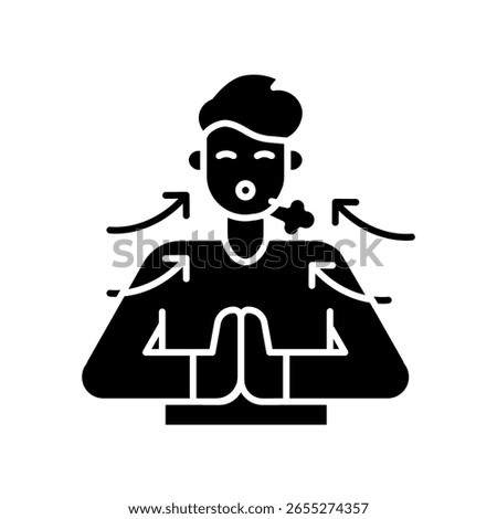 Breathwork  black flat icon for digital and print projects.  Minimal clean icons for apps and websites. Modern simple icons for UI UX and branding