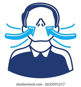 Ícone de trabalho respiratório representado pelo estilo Dualtone de respiração profunda.