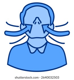 Breathwork icon represented by deep breath Blue style.