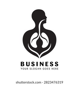 Breathwork Studio logo features an abstract human profile integrated with respiratory system graphics, representing lung health, breathing exercises, and respiratory care. This modern professional design is ideal for pulmonology clinics, respiratory therapy centers, medical research facilities, breathing wellness coaches, healthcare startups, or wellness organizations requiring a clean scientific identity.
