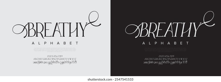 Breathy tipografia beleza moda elegante minimalista serif italic fontes decorativo casamento vintage retro logos. Logotipo de fonte de luxo mínimo alfabeto. Ilustração vetorial