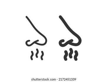 Breating nose icon. Smell illustration symbol. Sign human breath vector.