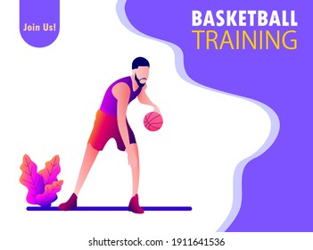 Brebes Indonesia, February 08 2021: basketball training, vector flat design for additional images on website