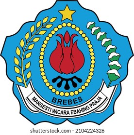 Brebes Regency Logo, Leaf of the regional symbol in the shape of a pentagon base
 Symbolizing the Basic Philosophy of the State, namely Pancasila, while the Blue Color indicates the existence of Coast