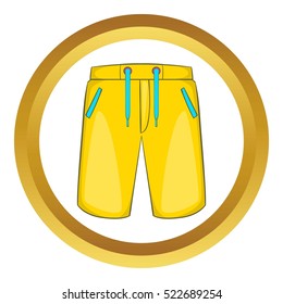Breeches vector icon in golden circle, cartoon style isolated on white background