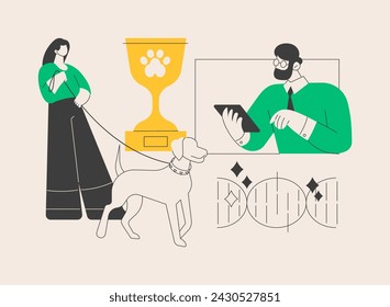 Ilustración abstracta del vector del concepto de la raza. Espectáculo de raza canina, top dog standard, comprar mascota de raza pura, servicio de entrenamiento profesional, club felino, miembro de la asociación de perreras metáfora abstracta.