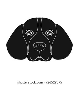 Breed dog beagle..Muzzle beagle single icon in black style vector symbol stock illustration web.