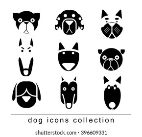 Breed dog collection icon, vector. black color 