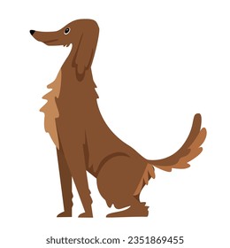 Reproducir perro en posición sentada. Mascota de perrito familiar, esponjoso cachorro mejor amiga ilustración vectorial