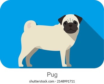 Breed dog standing on the ground, side,face forward, dog cartoon image