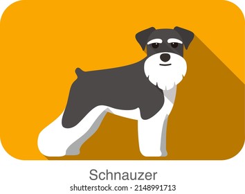 Breed dog standing on the ground, side,face forward, dog cartoon image