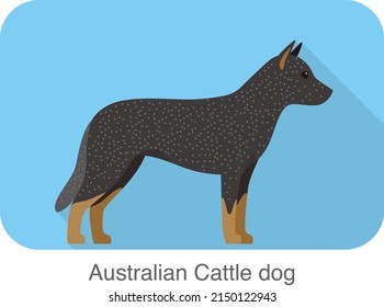 Breed dog standing on the ground, side, dog cartoon image series