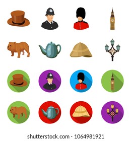 breed dog, teapot, brewer .England country set collection icons in cartoon,flat style vector symbol stock illustration web.