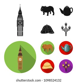 breed dog, teapot, brewer .England country set collection icons in black, flat style vector symbol stock illustration web.