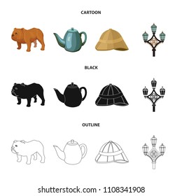 breed dog, teapot, brewer .England country set collection icons in cartoon,black,outline style vector symbol stock illustration web.
