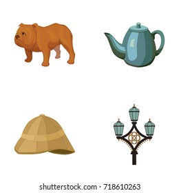breed dog, teapot, brewer .England country set collection icons in cartoon style vector symbol stock illustration web.