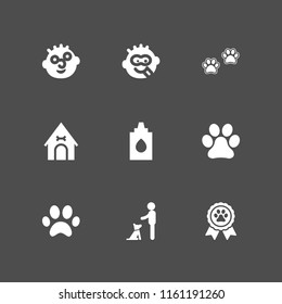 breed icon. 9 breed set with paw, goofy, animal paw print and dog vector icons for web and mobile app